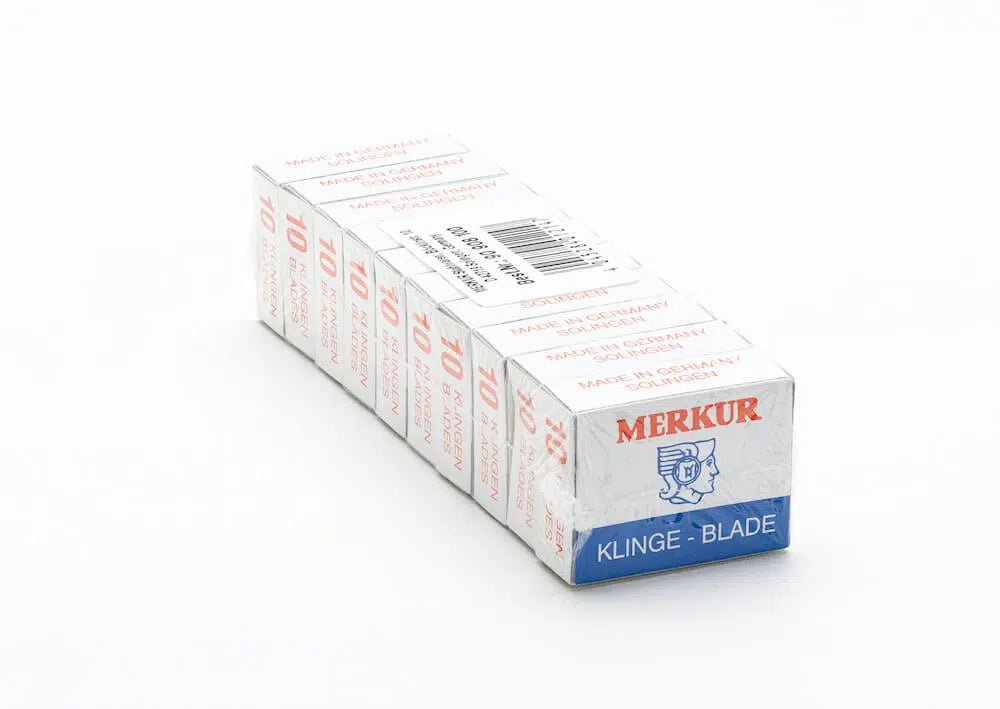 Safety razor on branded background